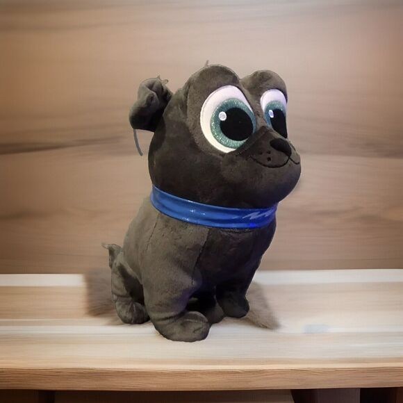 Disney Puppy Dog Pals Bingo Plush 10" Gray Pug Stuffed Animal Toy Blue Collar - Picture 1 of 10